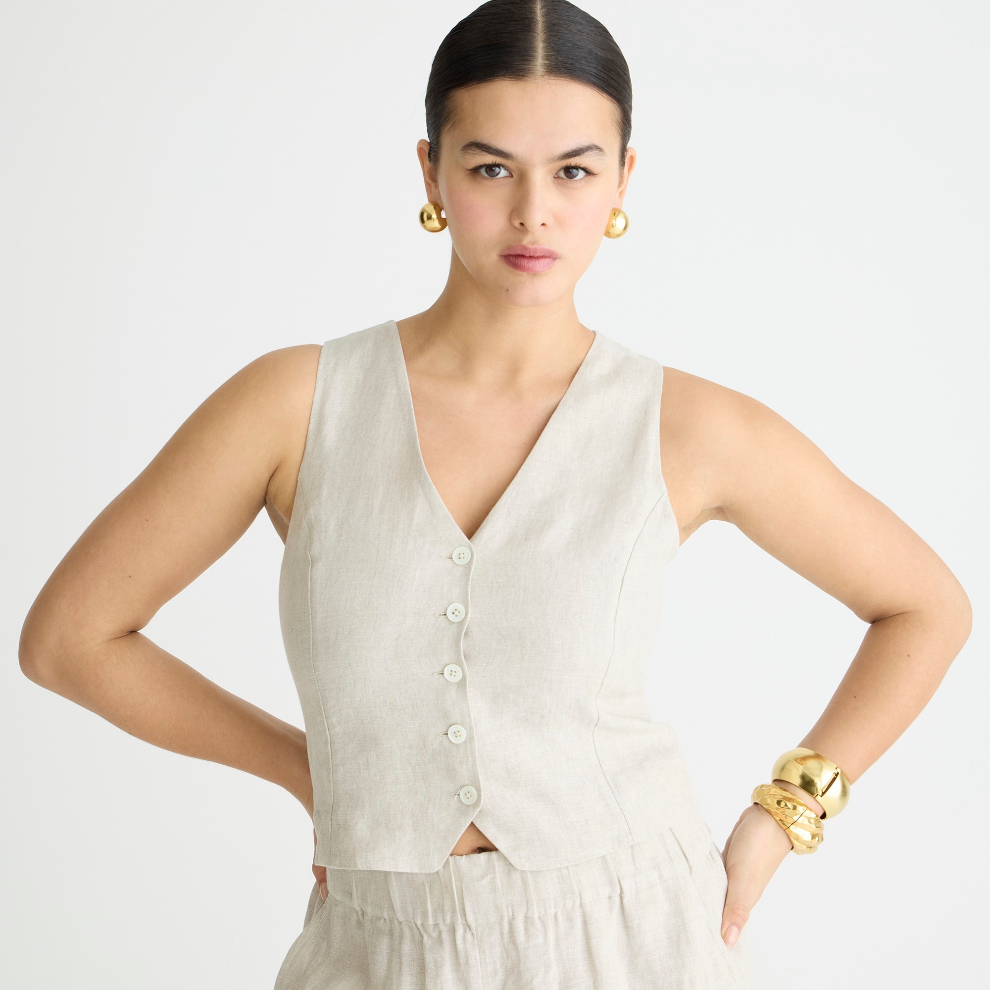 Slim-fit linen vest