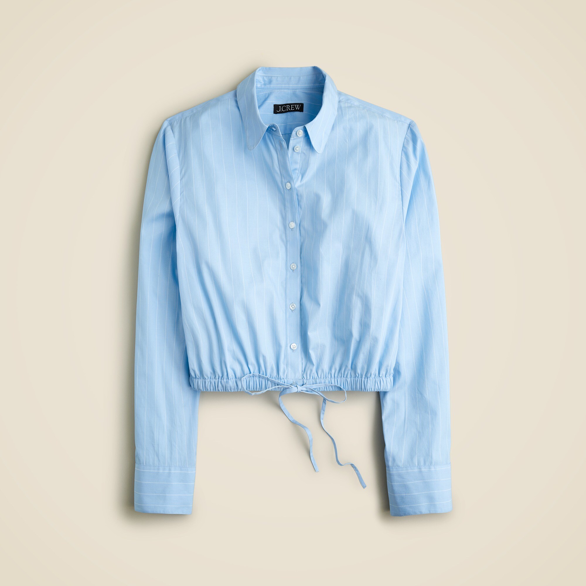 Cropped fitted-waist button-up shirt in stripe