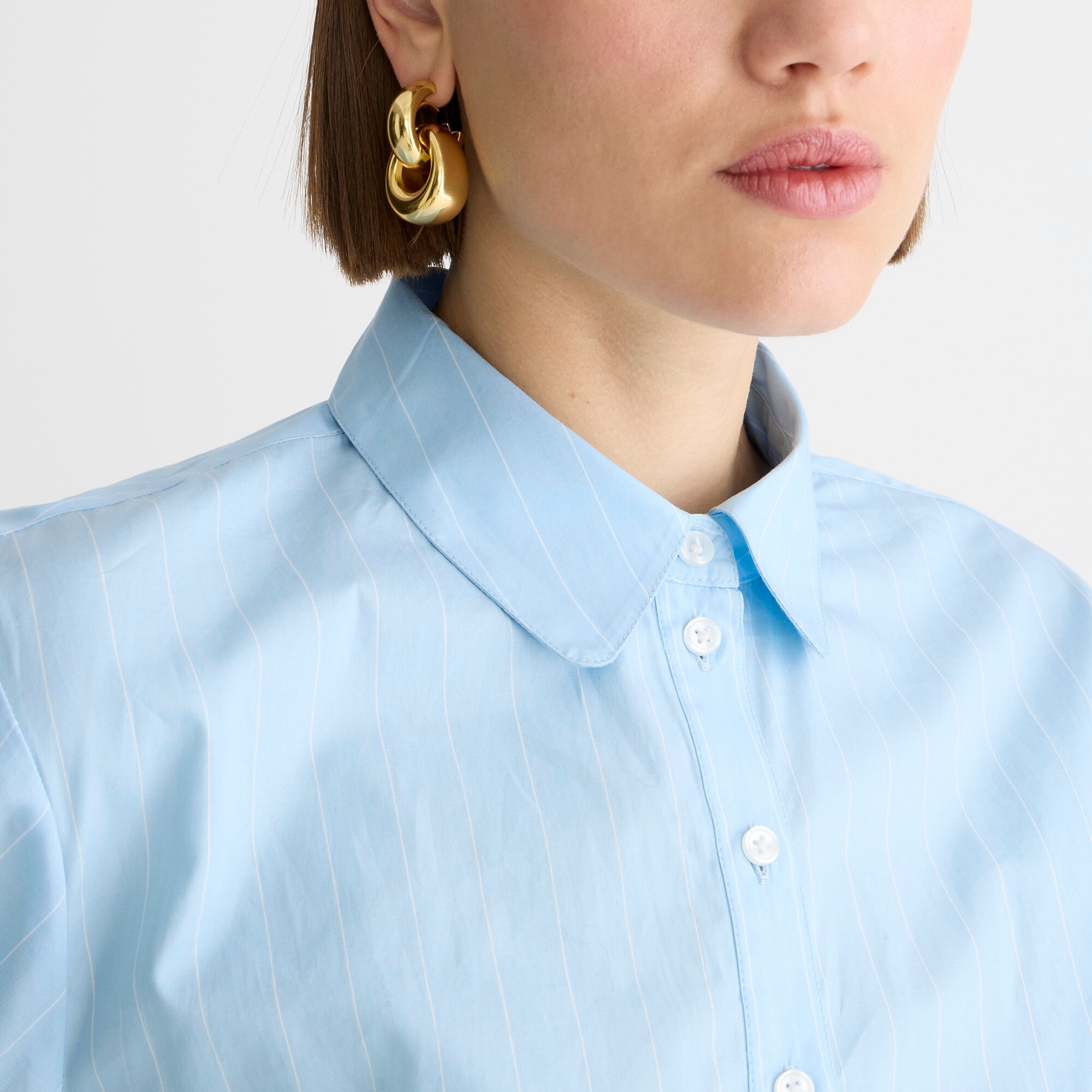 Cropped fitted-waist button-up shirt in stripe