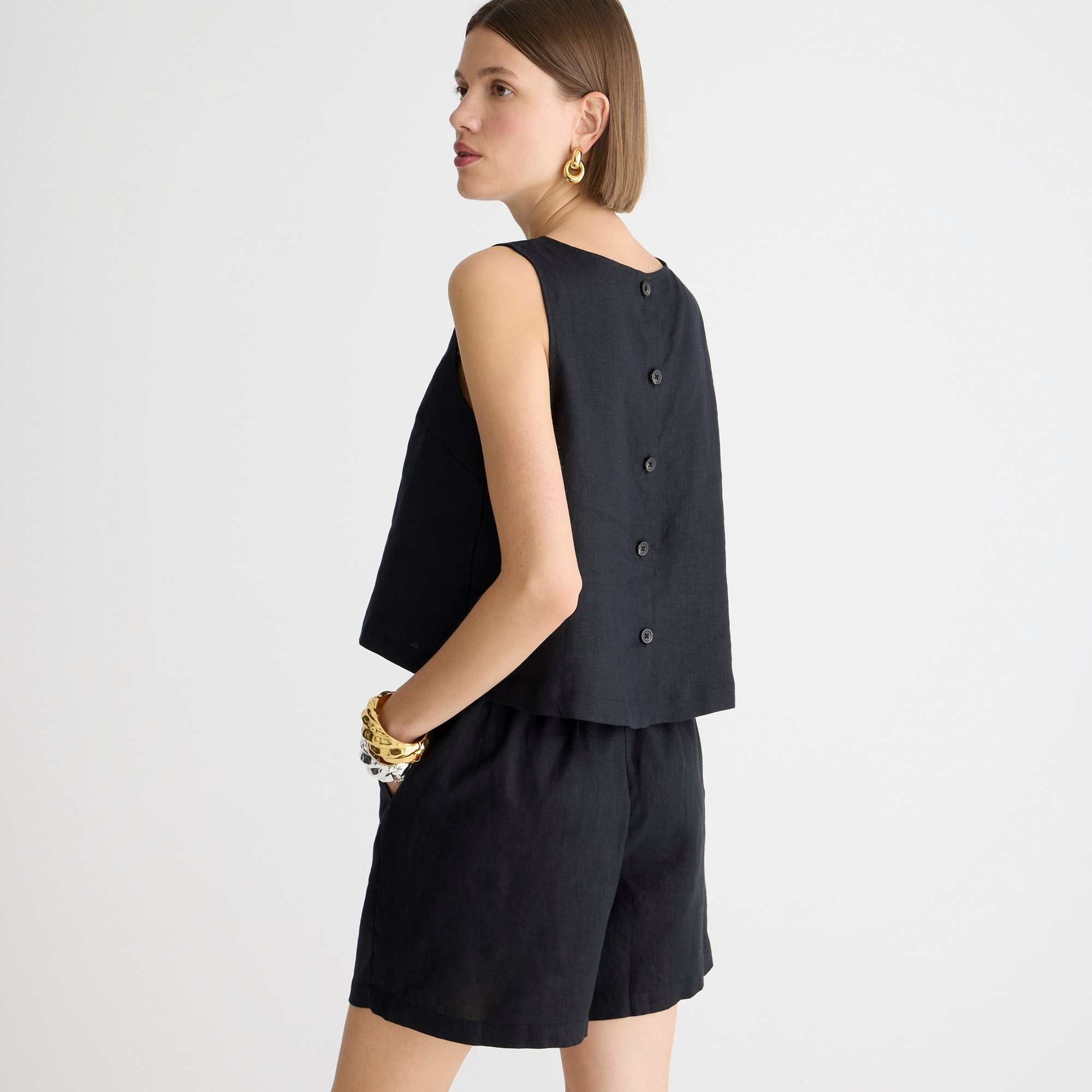j.crew: maxine button-back top in linen for women