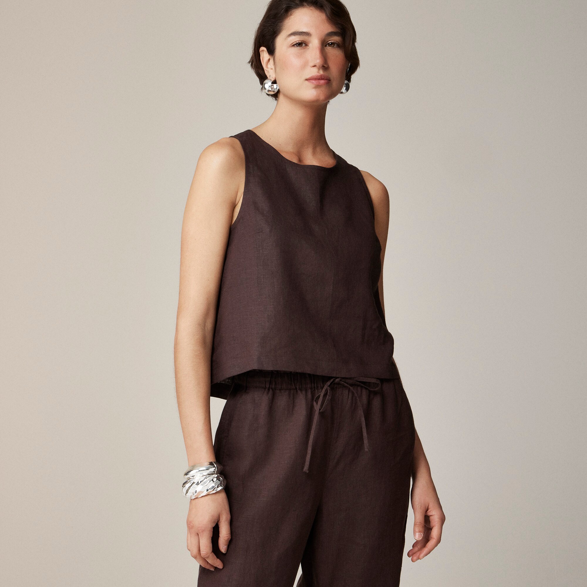  Maxine button-back top in linen