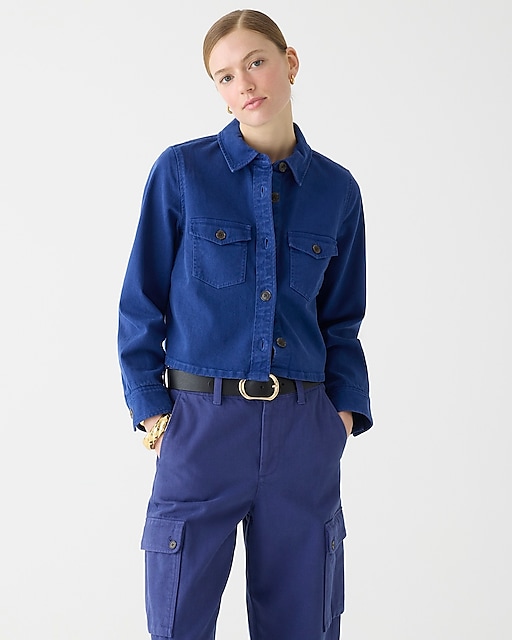 womens Cargo cropped shirt-jacket in chino