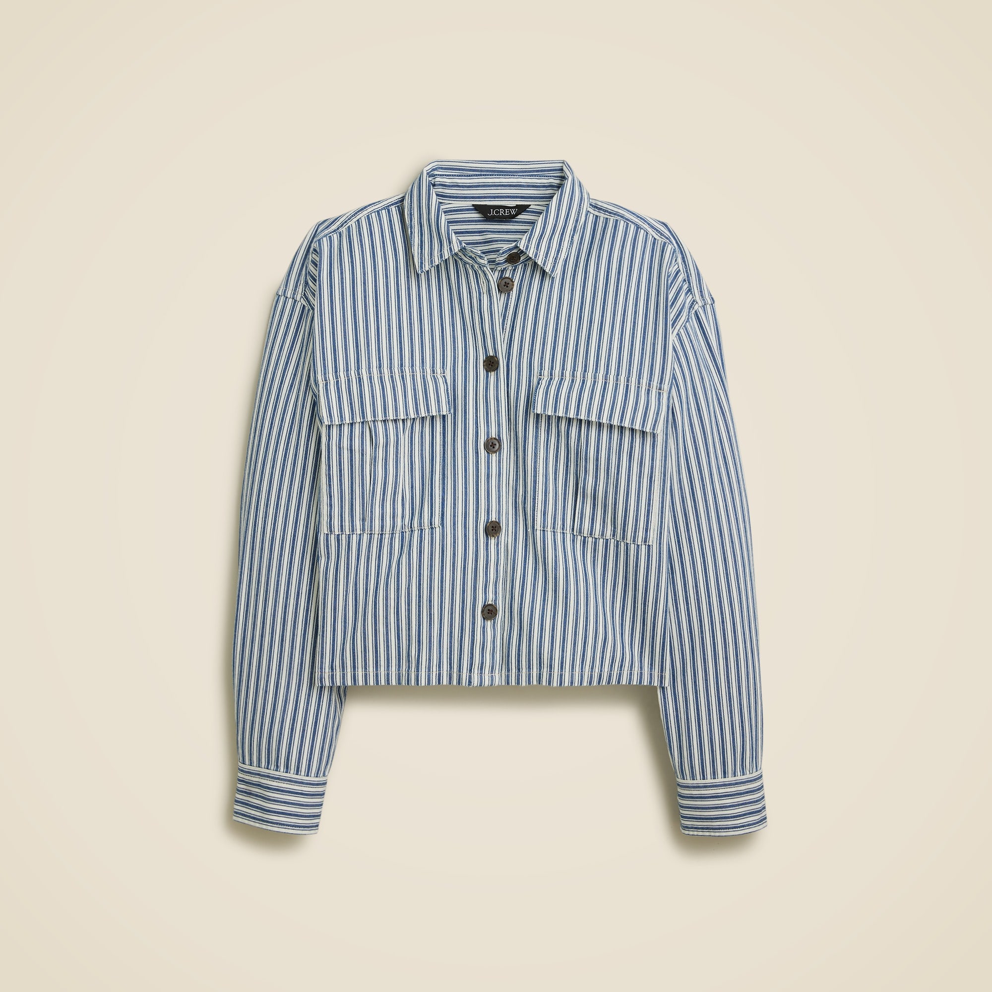 Cargo Button-up Shirt In Stripe For Women | J.Crew