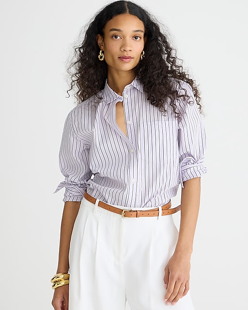 womens Gar&ccedil;on classic shirt in striped cotton poplin