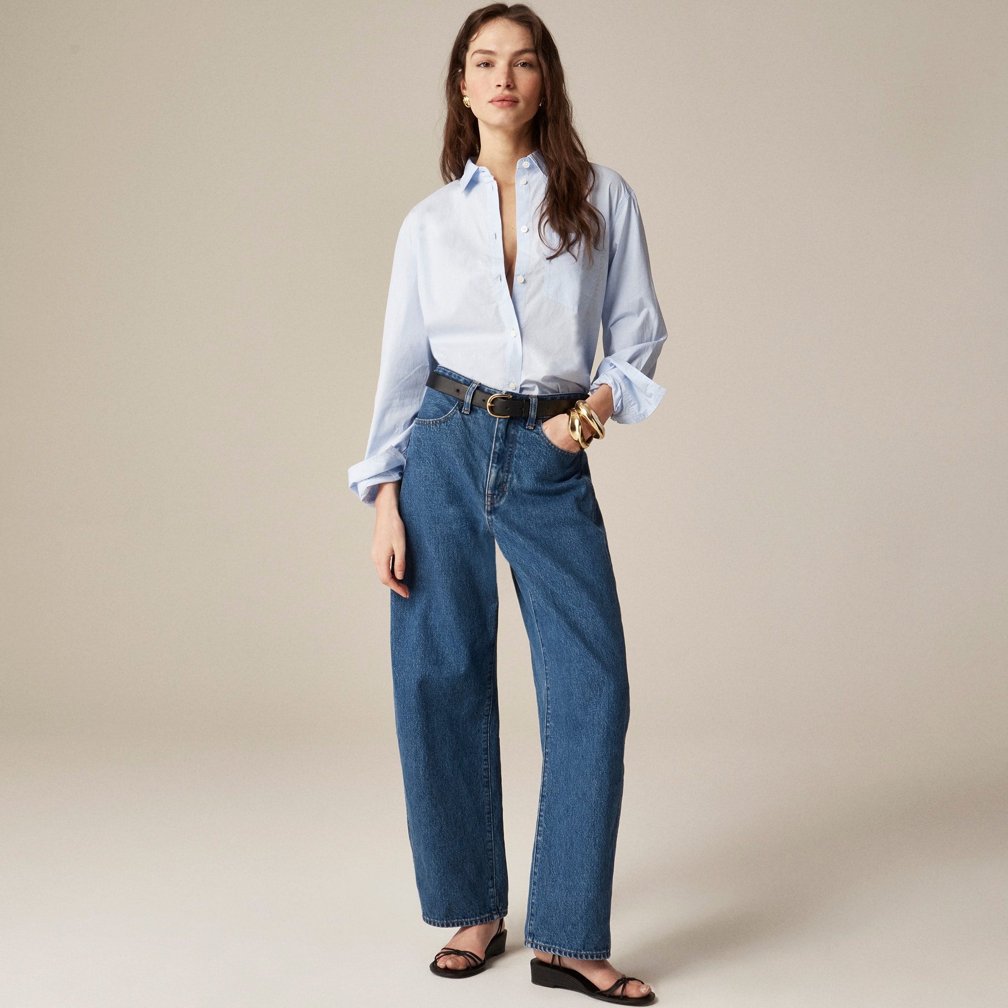 womens Petite Gar&ccedil;on classic shirt in cotton poplin