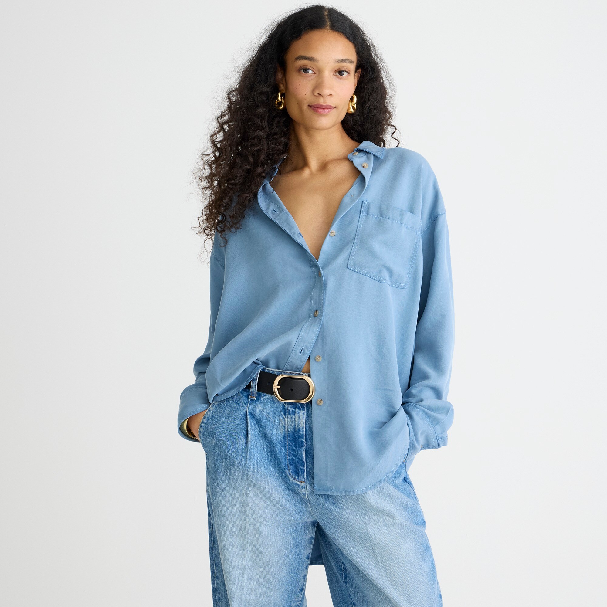 j.crew: etienne oversized shirt in chambray twill for women