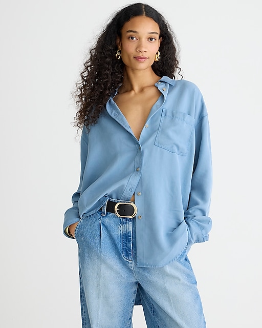 womens Etienne oversized shirt in chambray twill