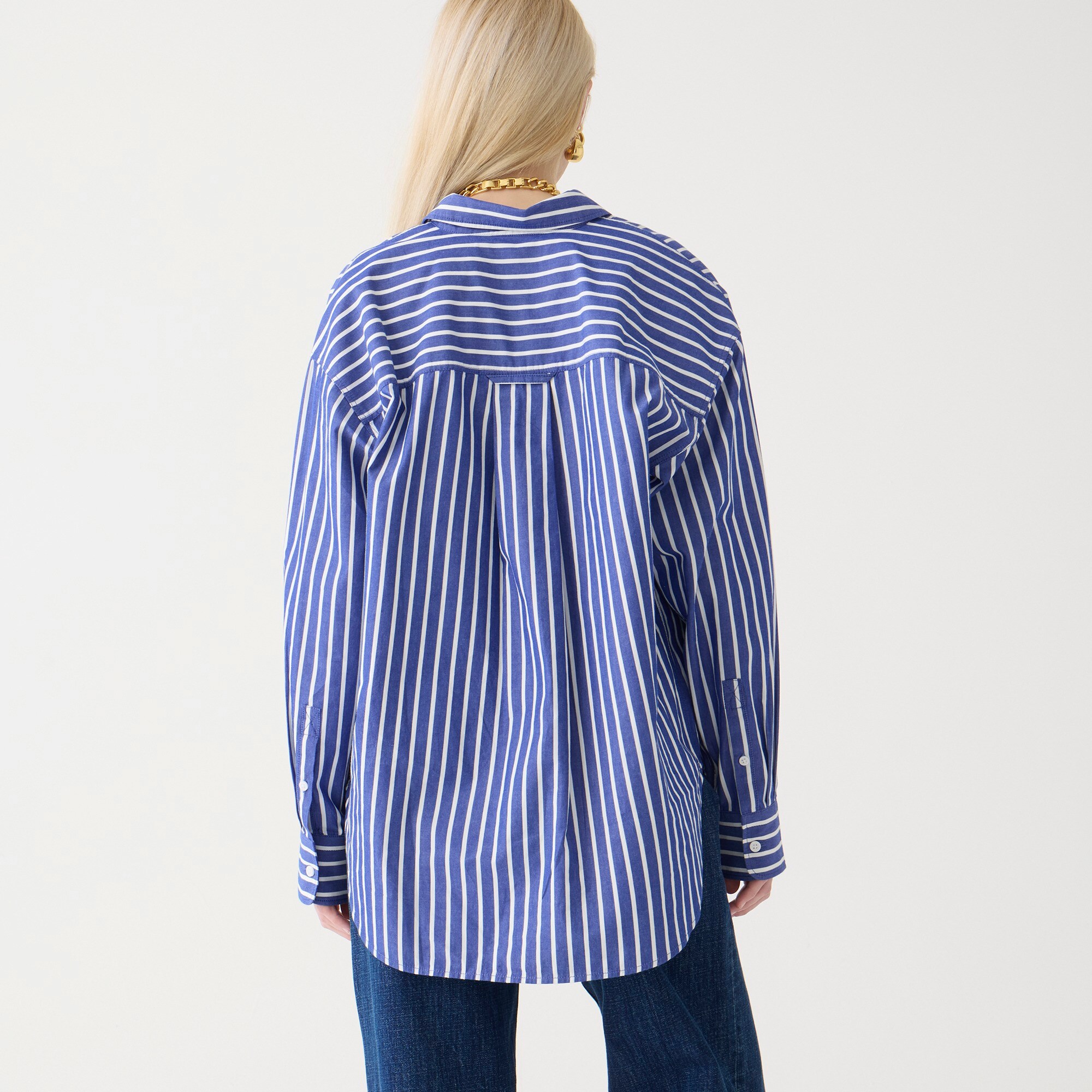 Dane Striped Flower Applique Oversized Shirt main image 1