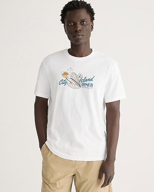  Vintage-wash cotton City Island graphic T-shirt