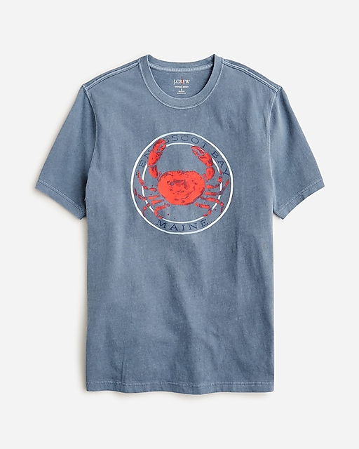 mens Vintage-wash cotton crab graphic T-shirt