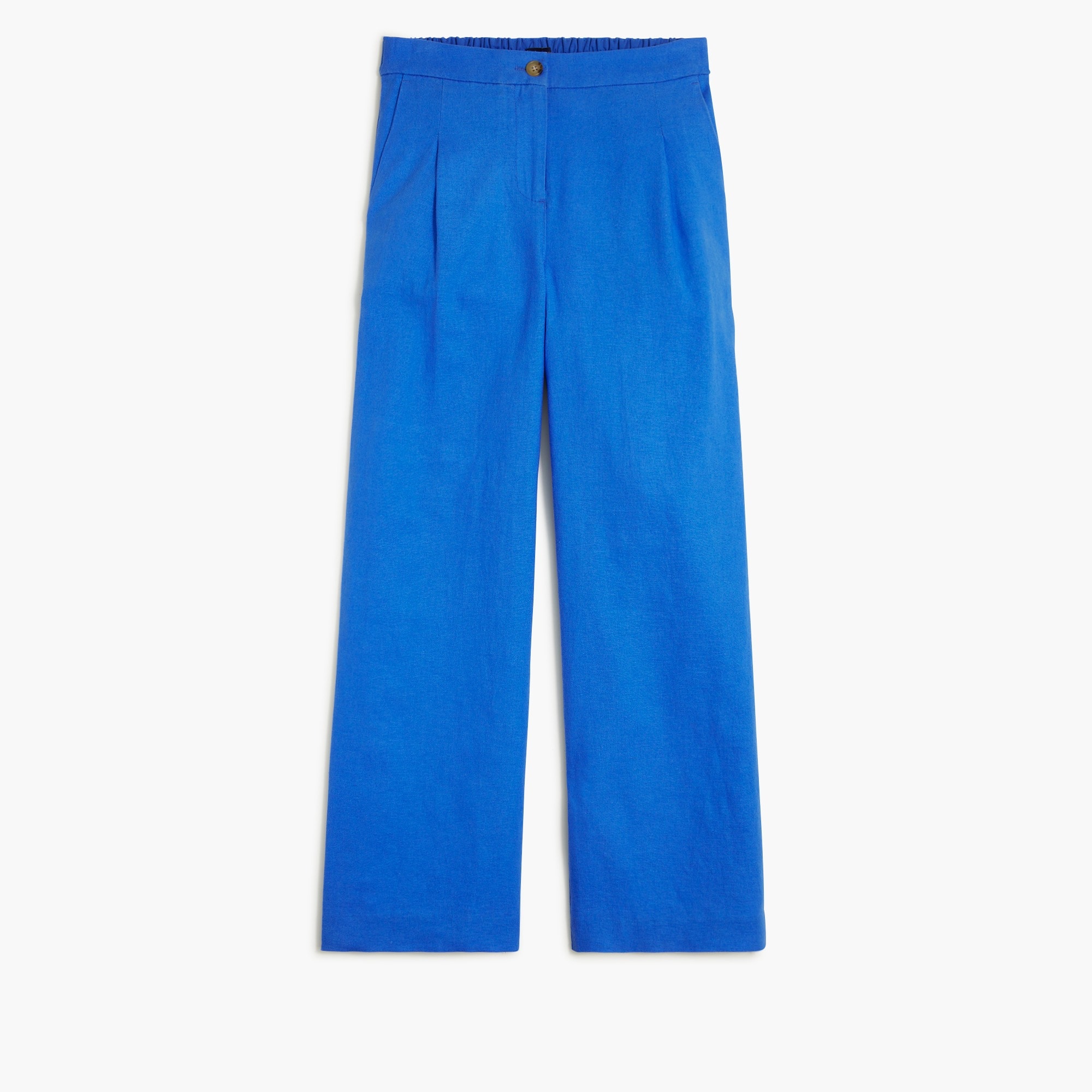 Linen-blend pleated wide-leg crop pant