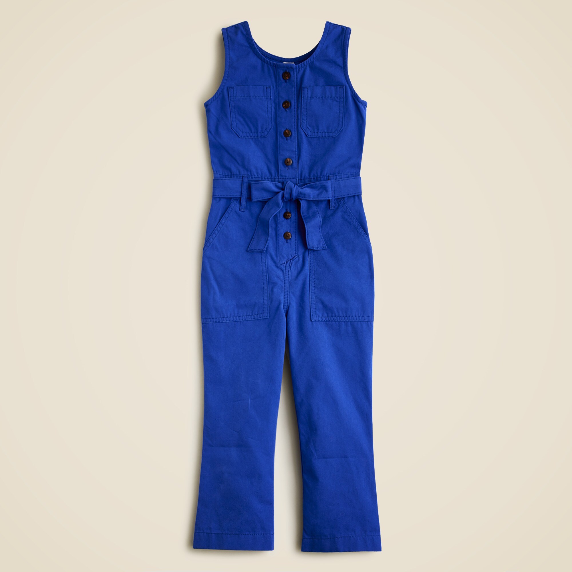 Girls' tie-waist chino jumpsuit
