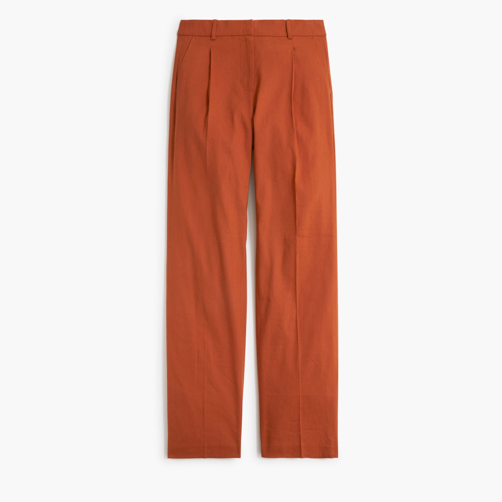 Factory Linen blend Wide leg Pleated Trouser Pant For Women