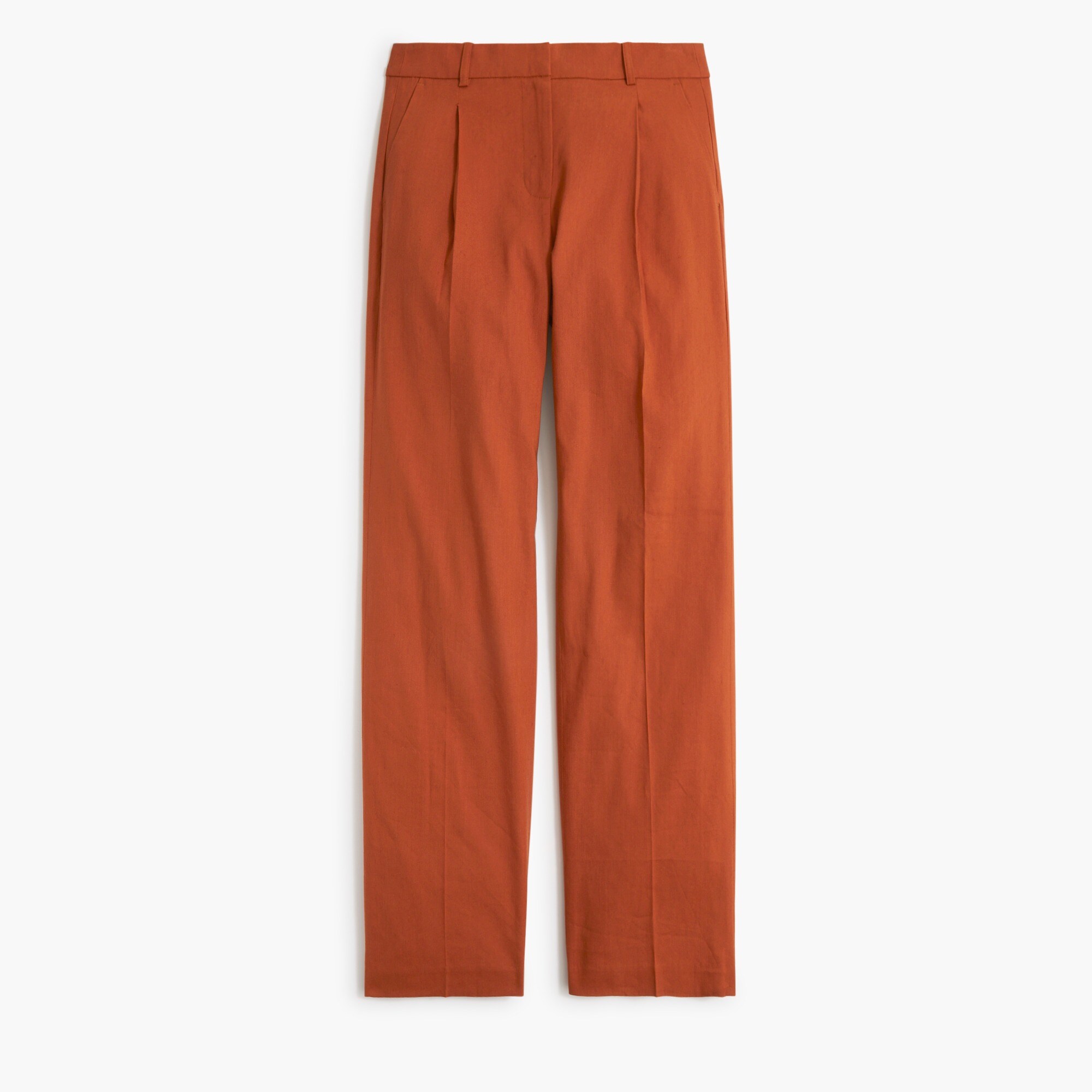 Linen-blend wide-leg pleated trouser pant