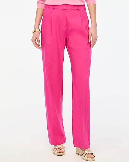 factory: linen-blend wide-leg pleated trouser pant for women