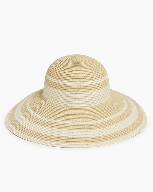  Striped straw floppy hat