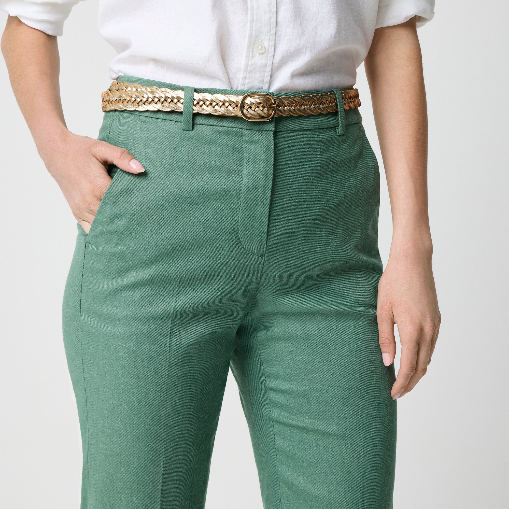 Kallie stretch linen-blend straight-leg pant