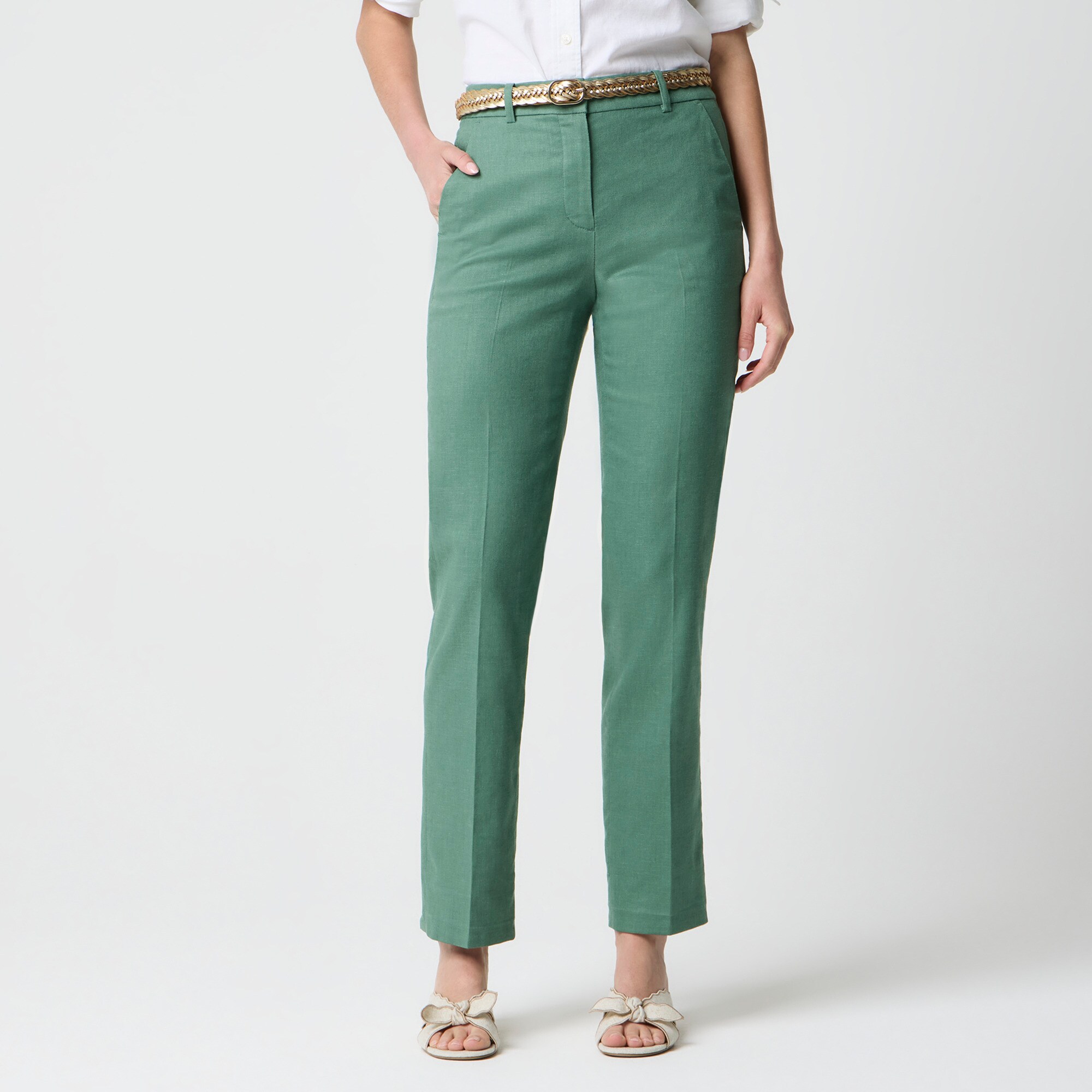 Kallie stretch linen-blend straight-leg pant