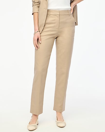 factory: kallie stretch linen-blend straight-leg pant for women
