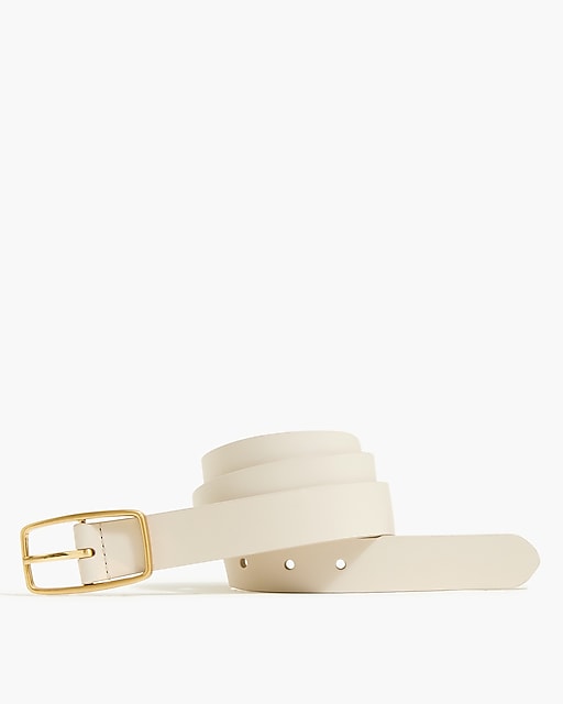 womens Leather belt with gold-tone buckle