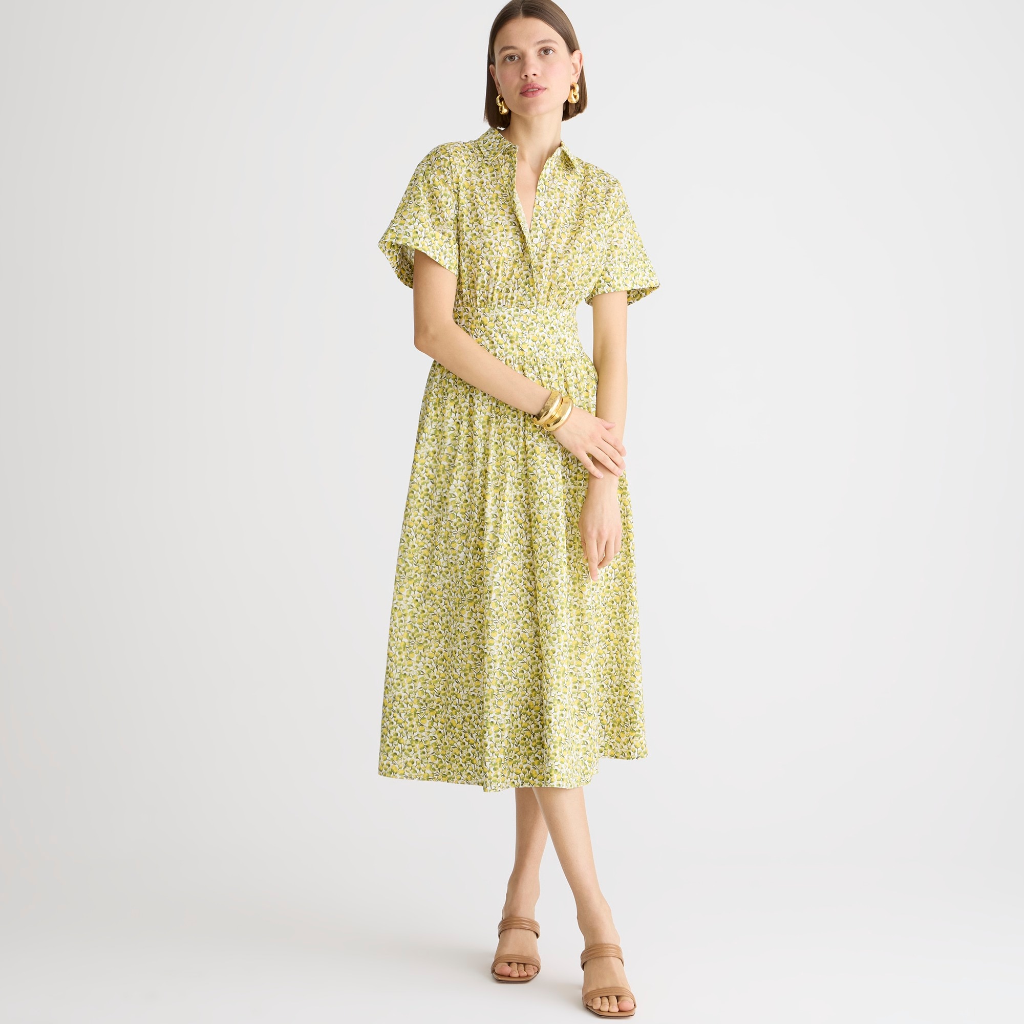  Fitted-waist shirtdress in Liberty&reg; Eliza's Yellow fabric