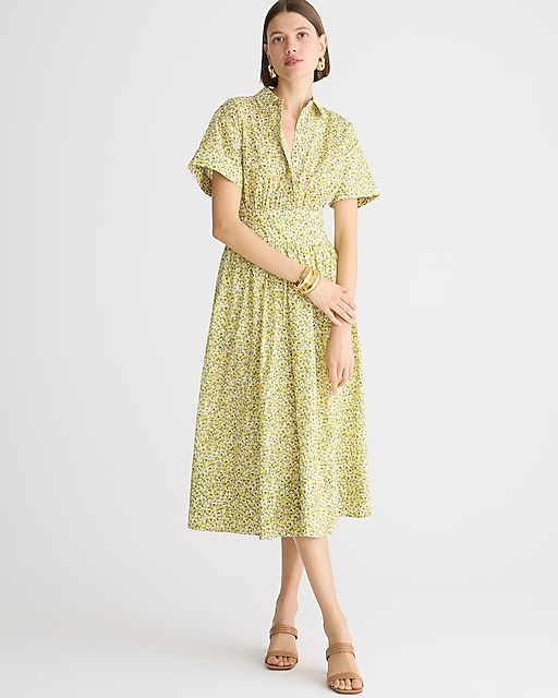 womens Fitted-waist shirtdress in Liberty&reg; Eliza's Yellow fabric