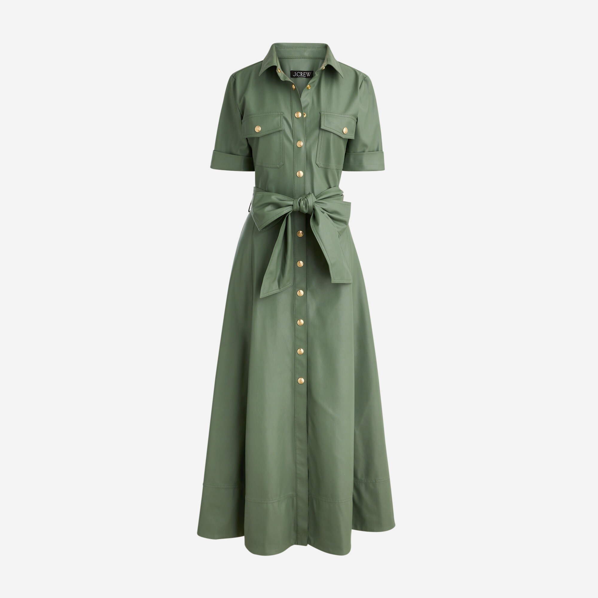 Collection Tie-waist Shirt-dress In Faux Leather For Women | J.Crew