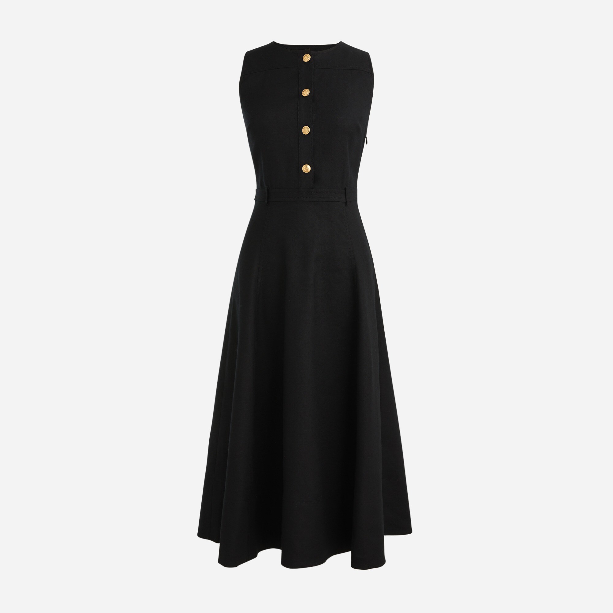 Sleeveless midi dress in stretch linen blend