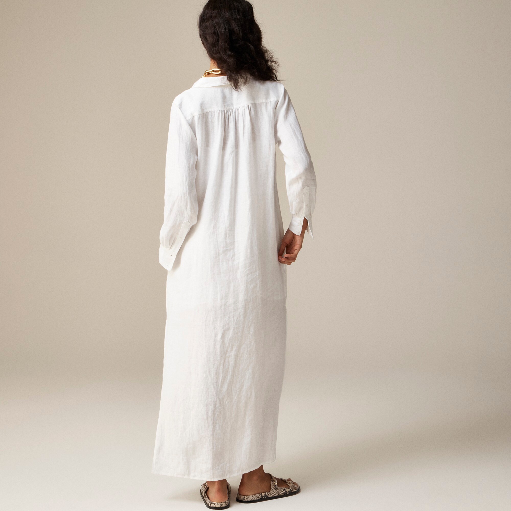 J.Crew Bungalow Maxi Popover Dress In Linen For Women