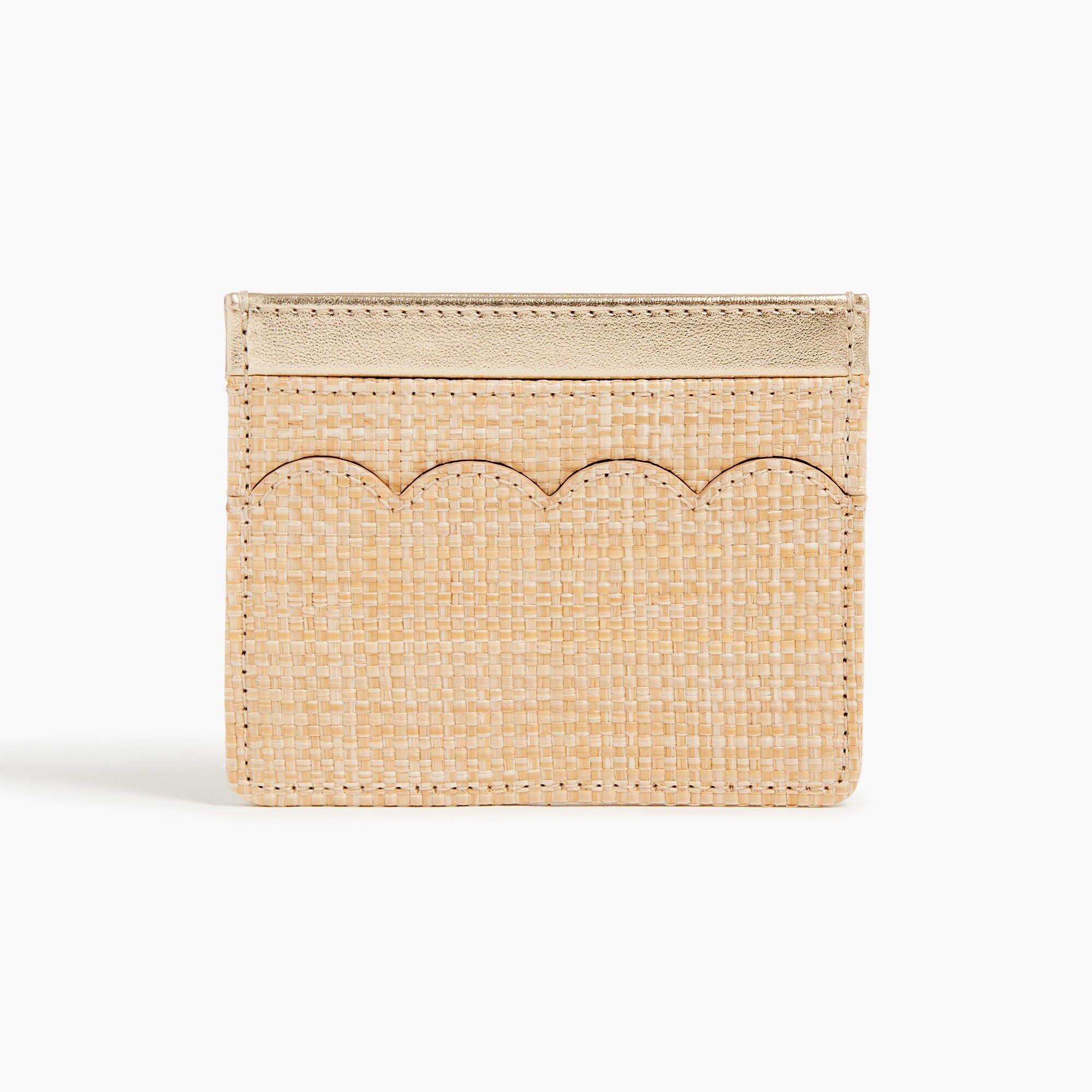 Woven scalloped wallet with metallic trim