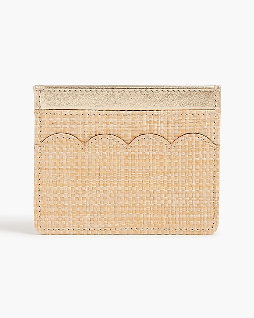 womens Woven scalloped wallet with metallic trim