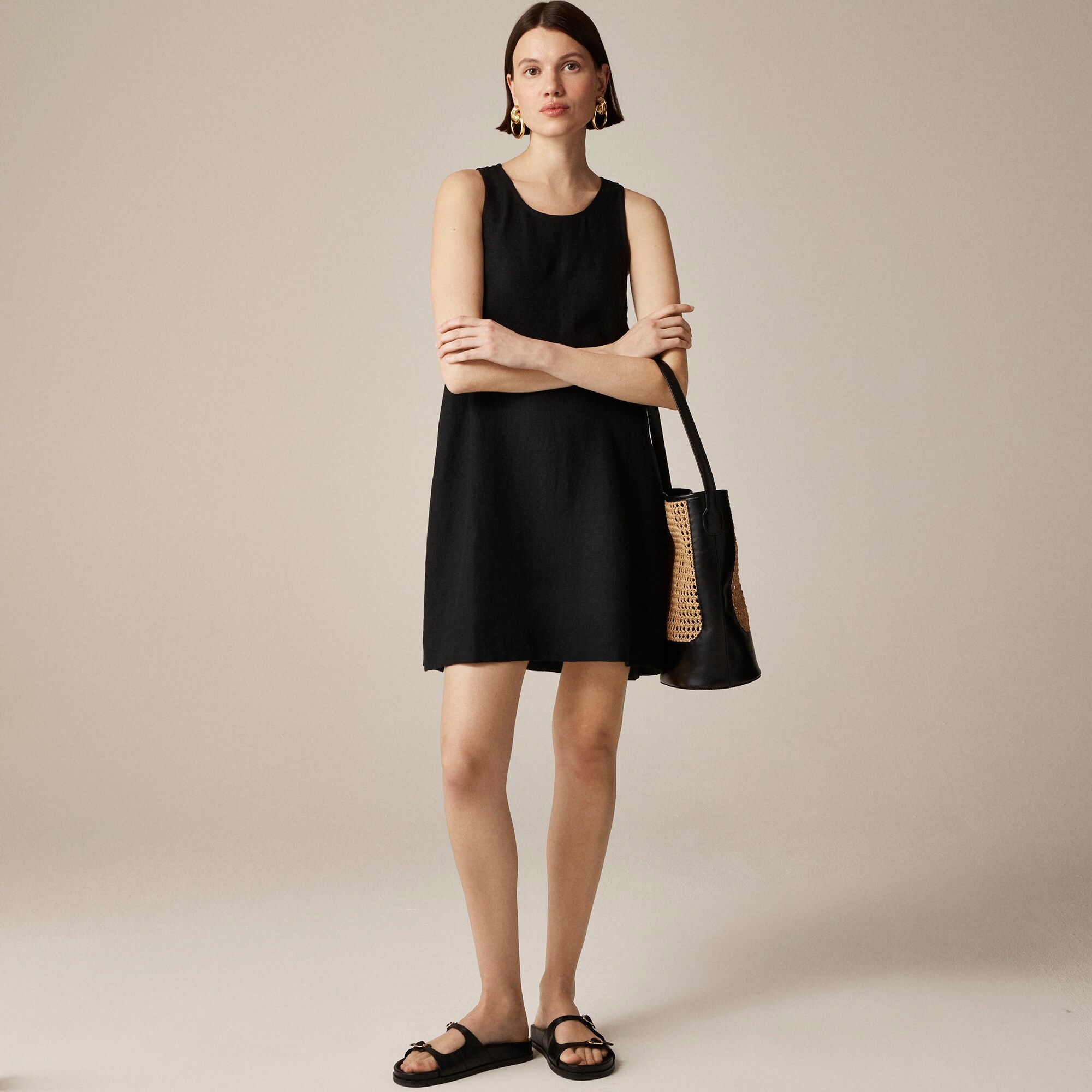 ワンピース French Linen Back\"O\" Dress ZARA WOMAN LINEN DRESS WITH OPEN BACK AND FRINGE DETAIL SIZE