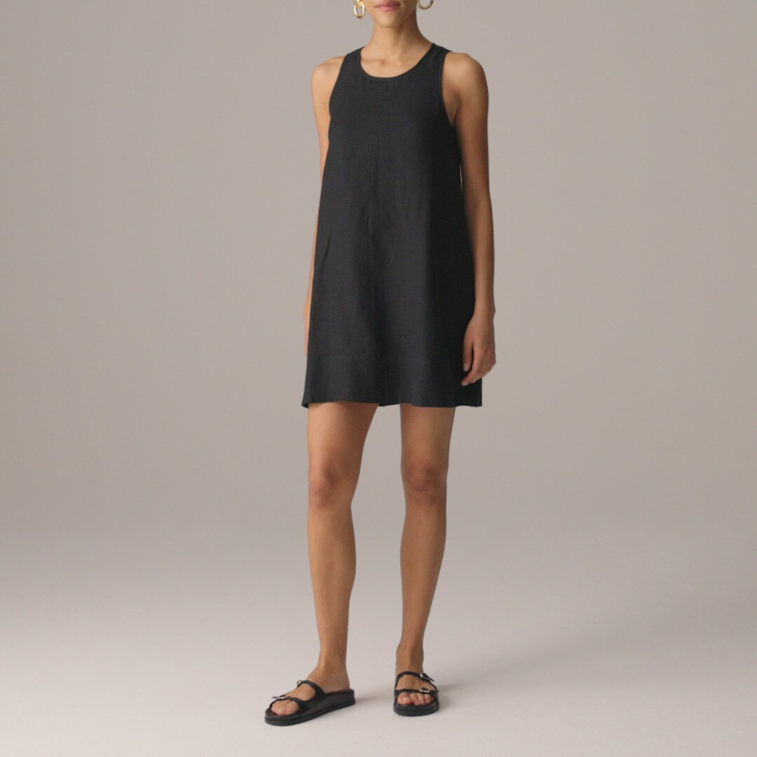 ワンピース French Linen Back\"O\" Dress ZARA WOMAN LINEN DRESS WITH OPEN BACK AND FRINGE DETAIL SIZE