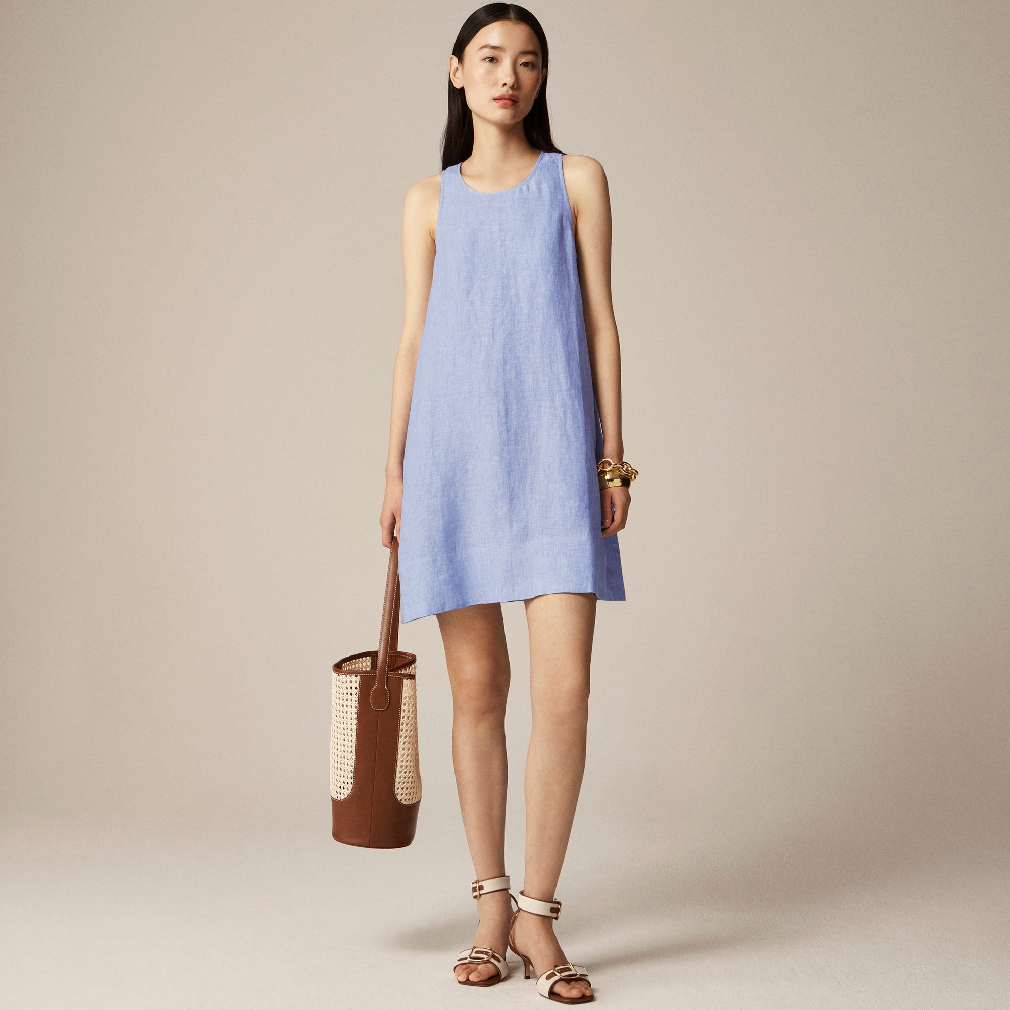  Petite Maxine button-back dress in linen