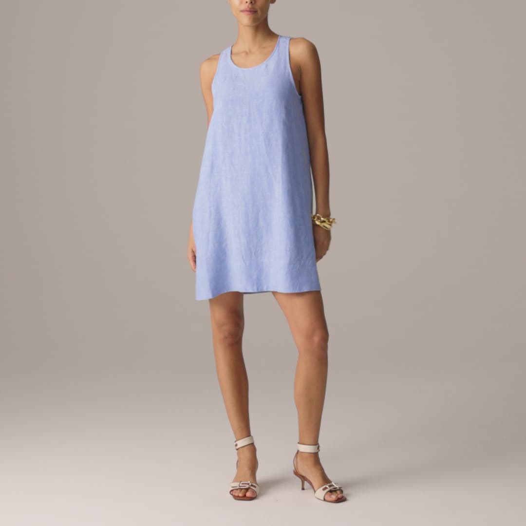 Maxine button-back dress in linen