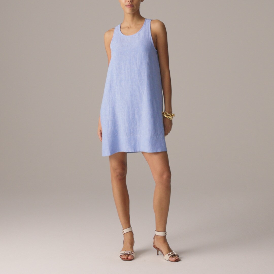 Maxine button-back dress in linen