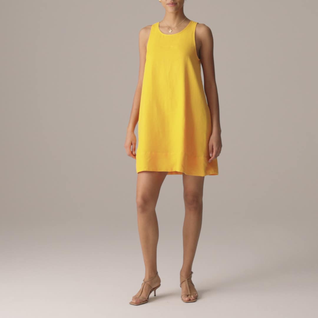 Maxine button-back dress in linen
