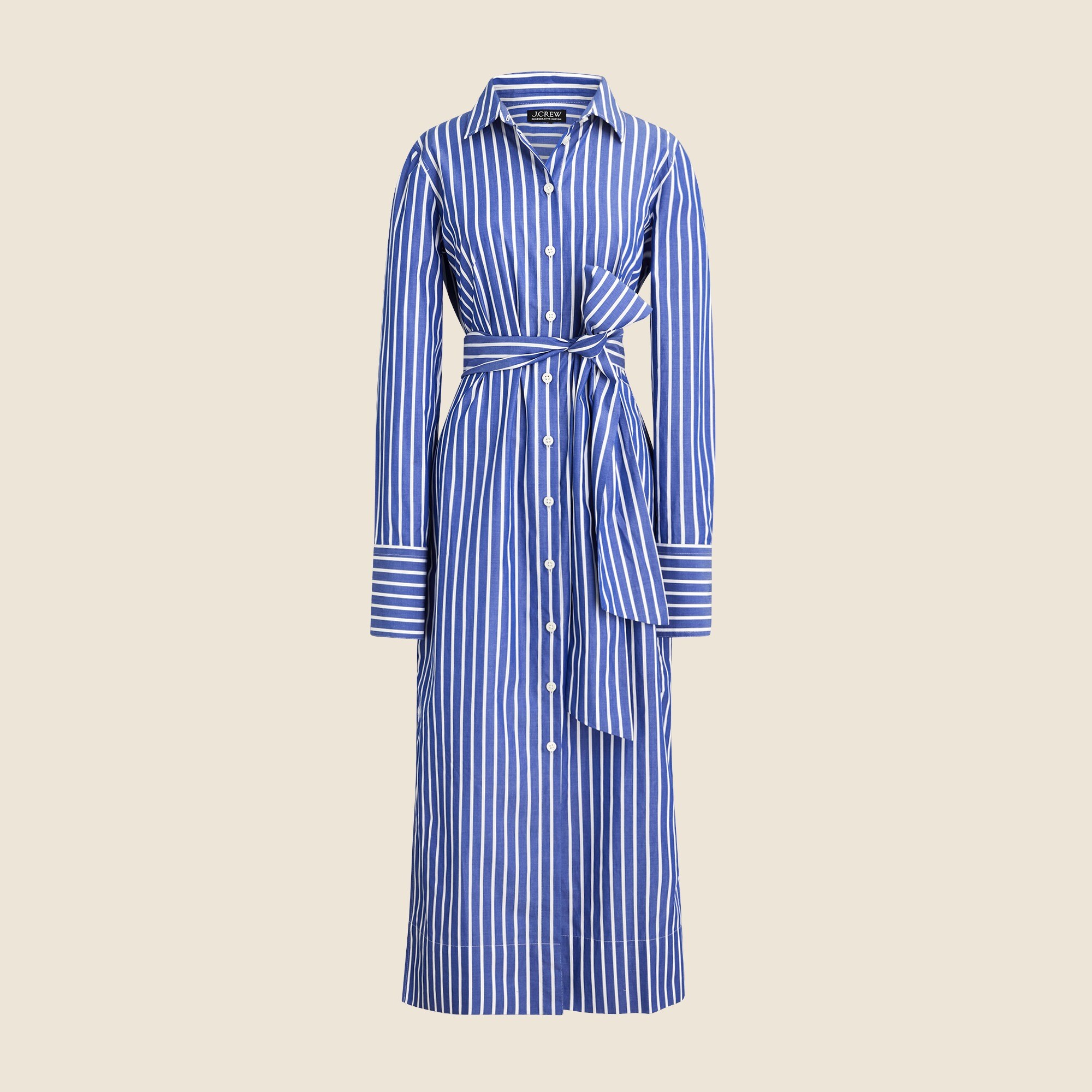 Long-sleeve Button-up Shirt-dress In Striped Cotton Poplin For Women |  J.Crew