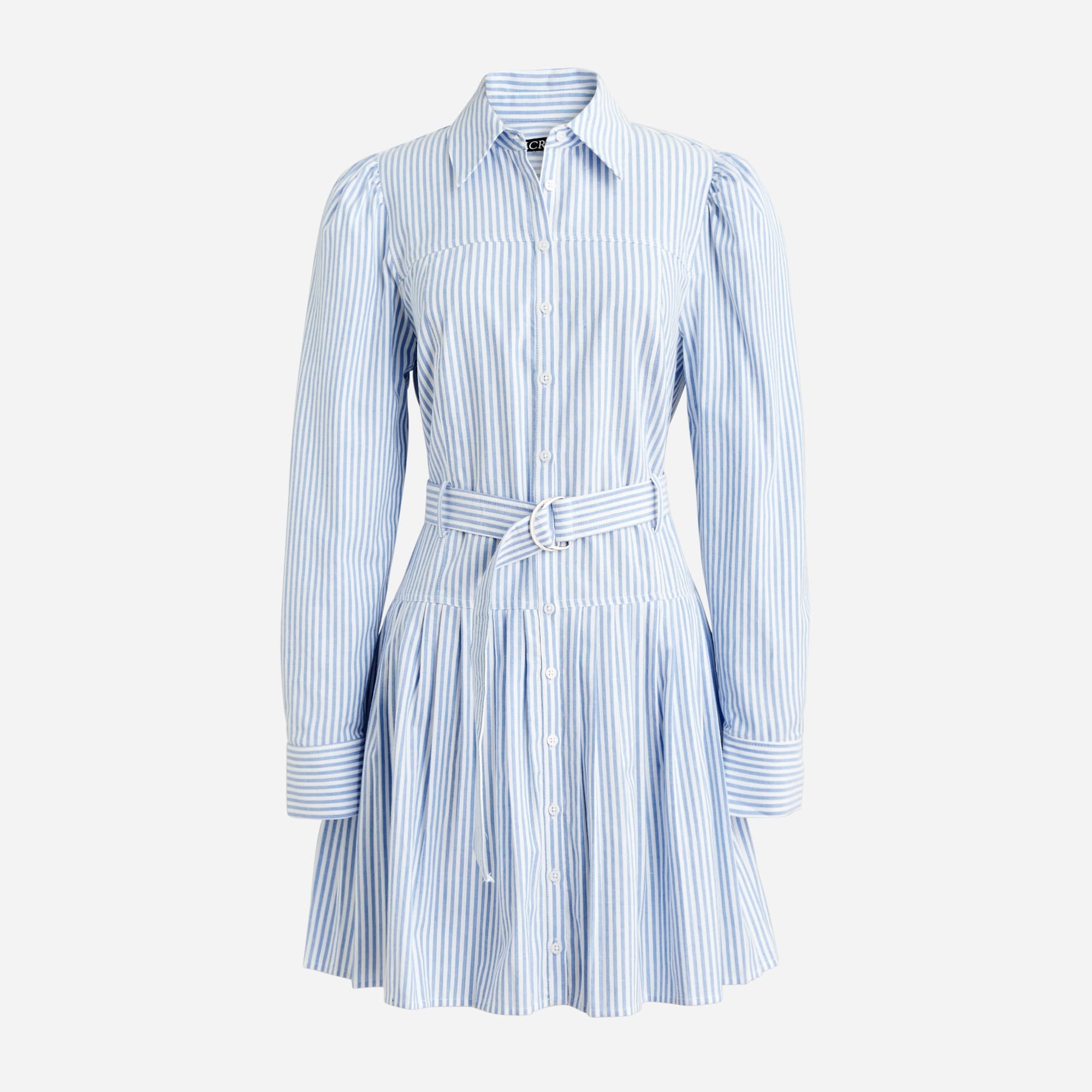  Fit-and-flare shirtdress in striped lightweight oxford