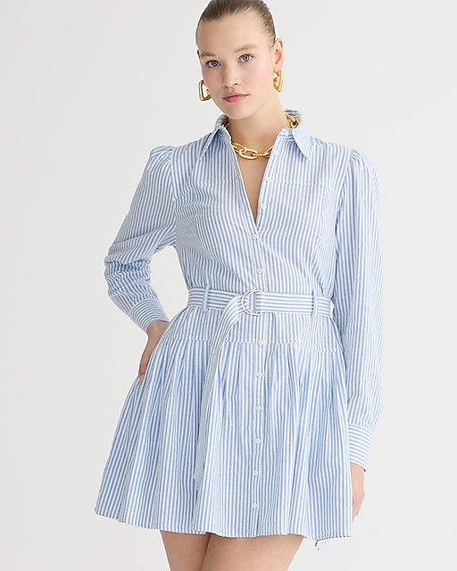  Fit-and-flare shirtdress in striped lightweight oxford