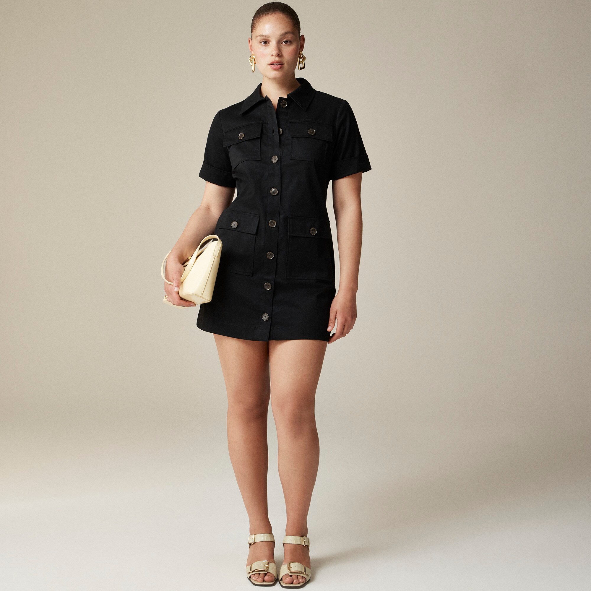 Gamine shirt-dress in stretch twill