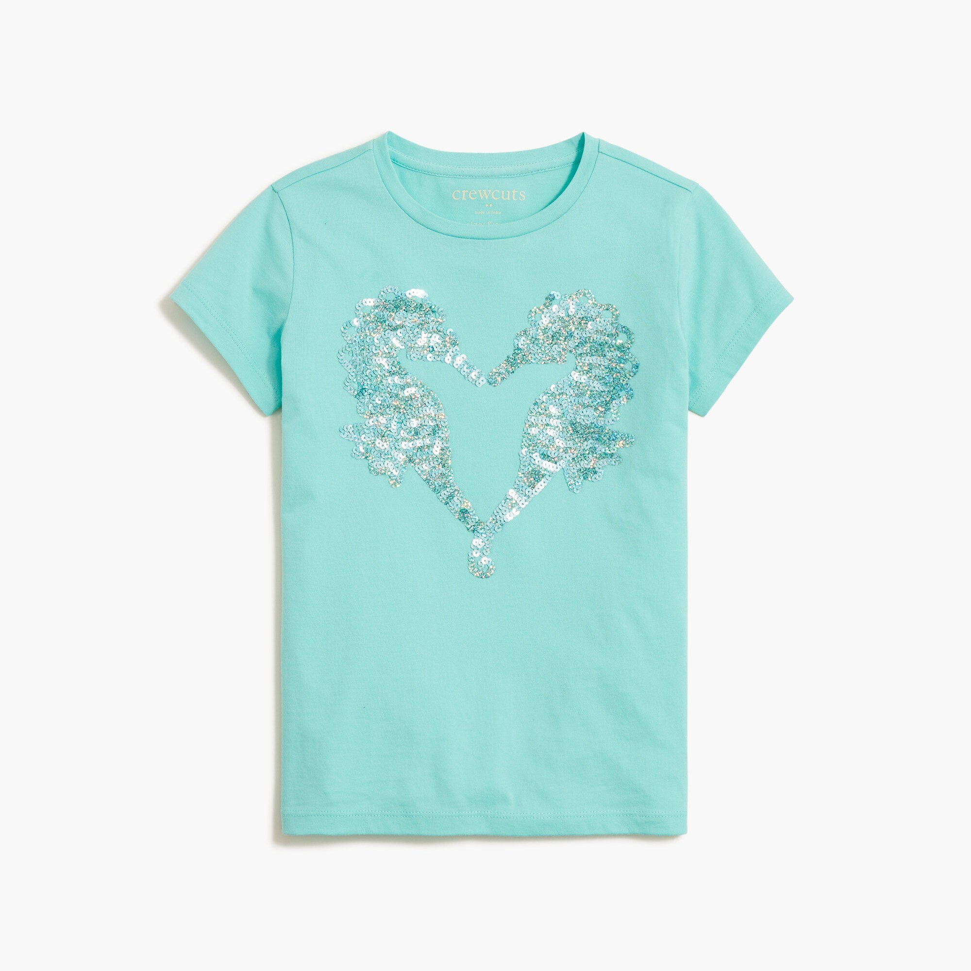 girls' sequin seahorse heart graphic tee for girls