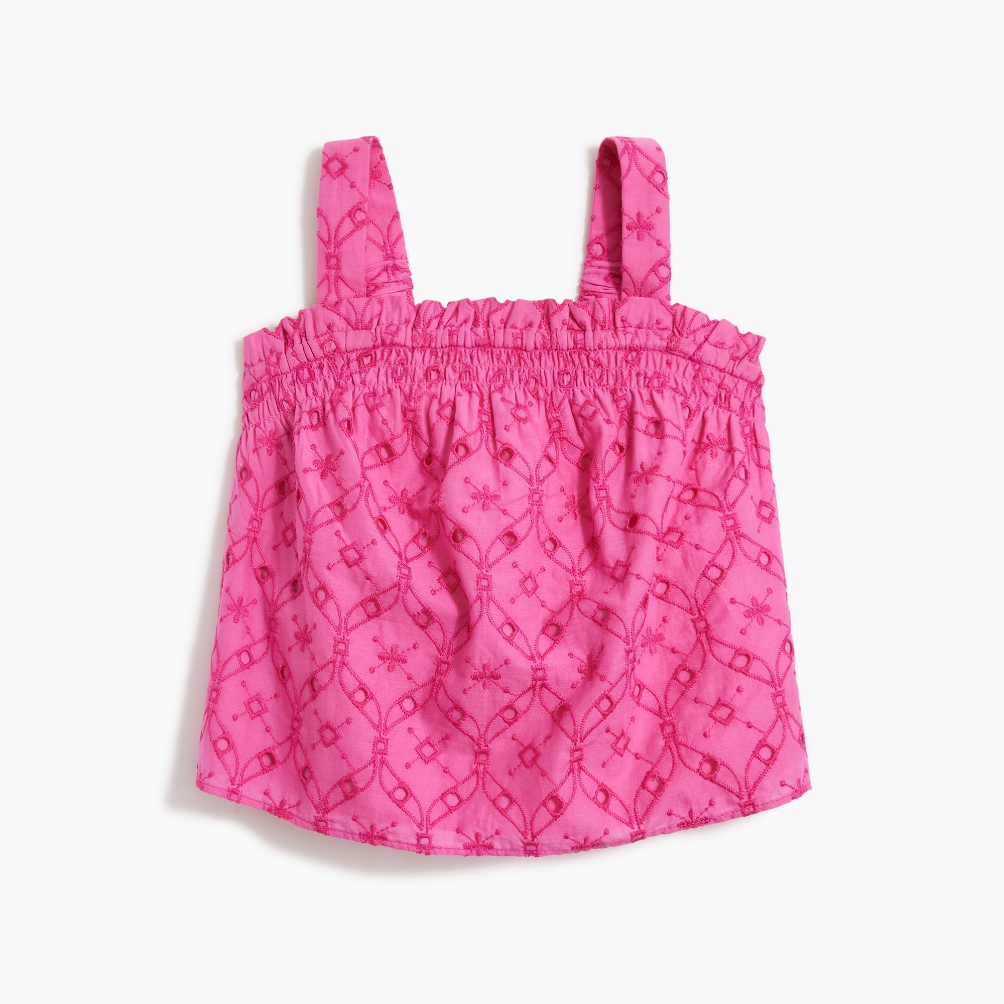 Girls' smocked eyelet tank top