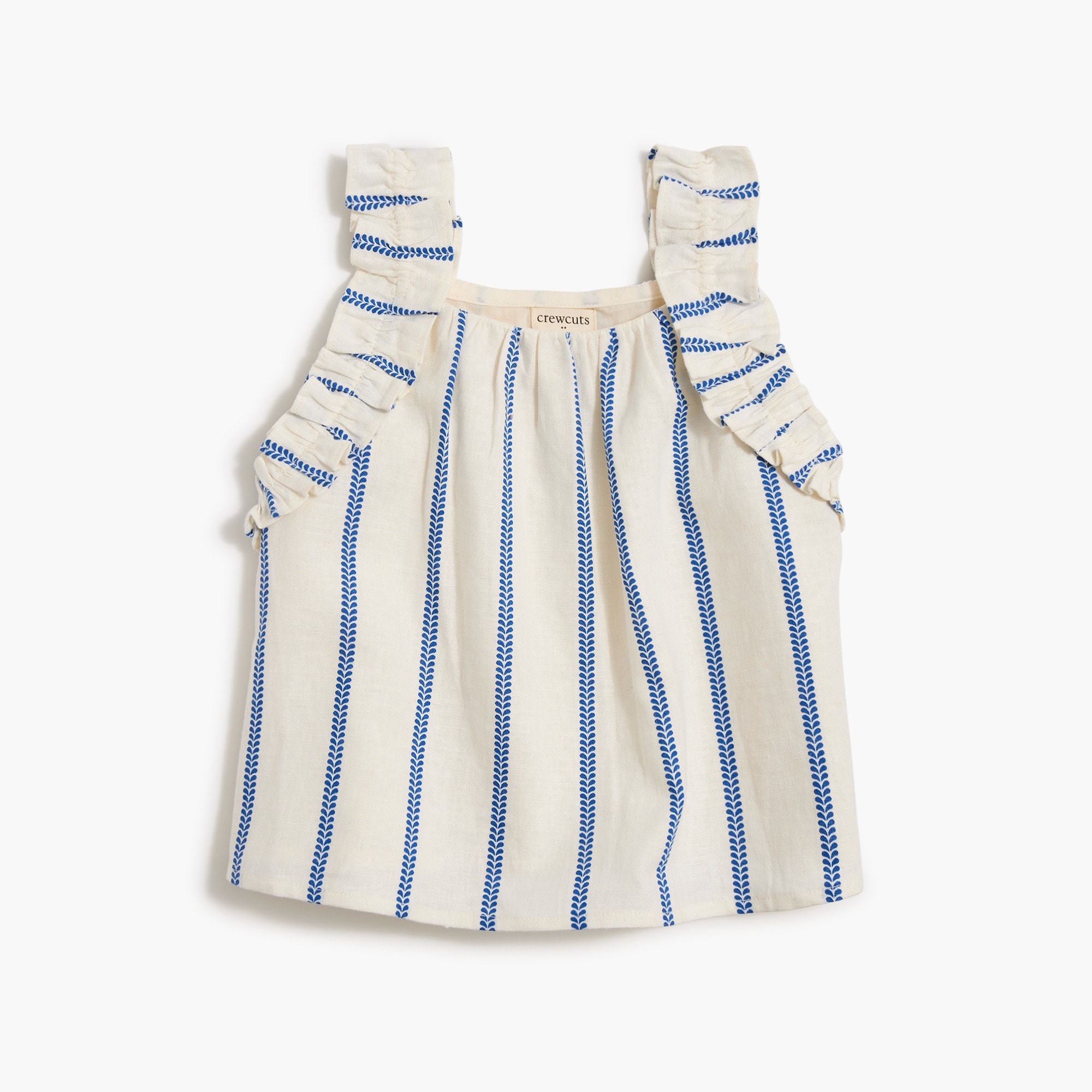 Girls' linen-blend ruffle-strap top