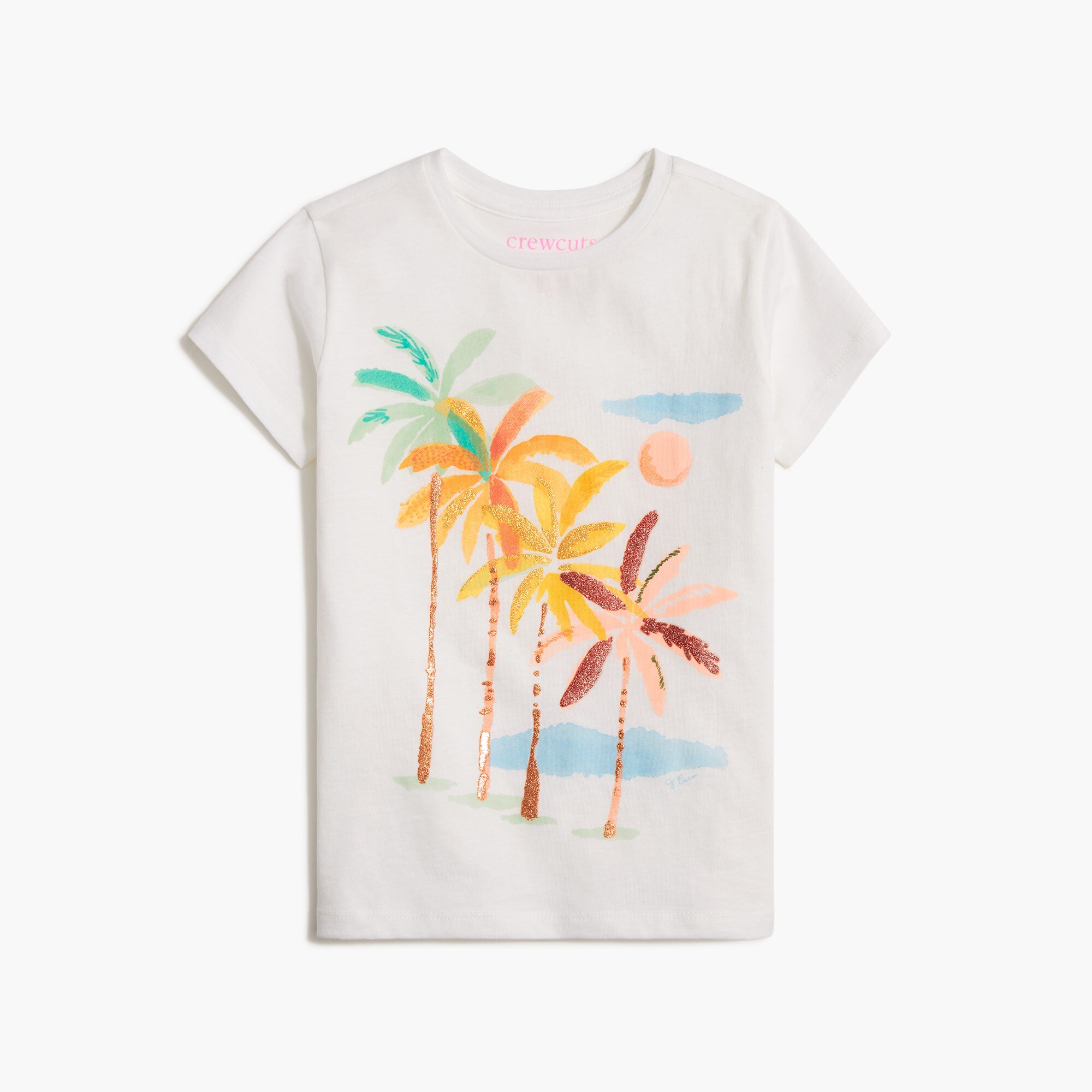 Girls' glitter palm tree graphic tee