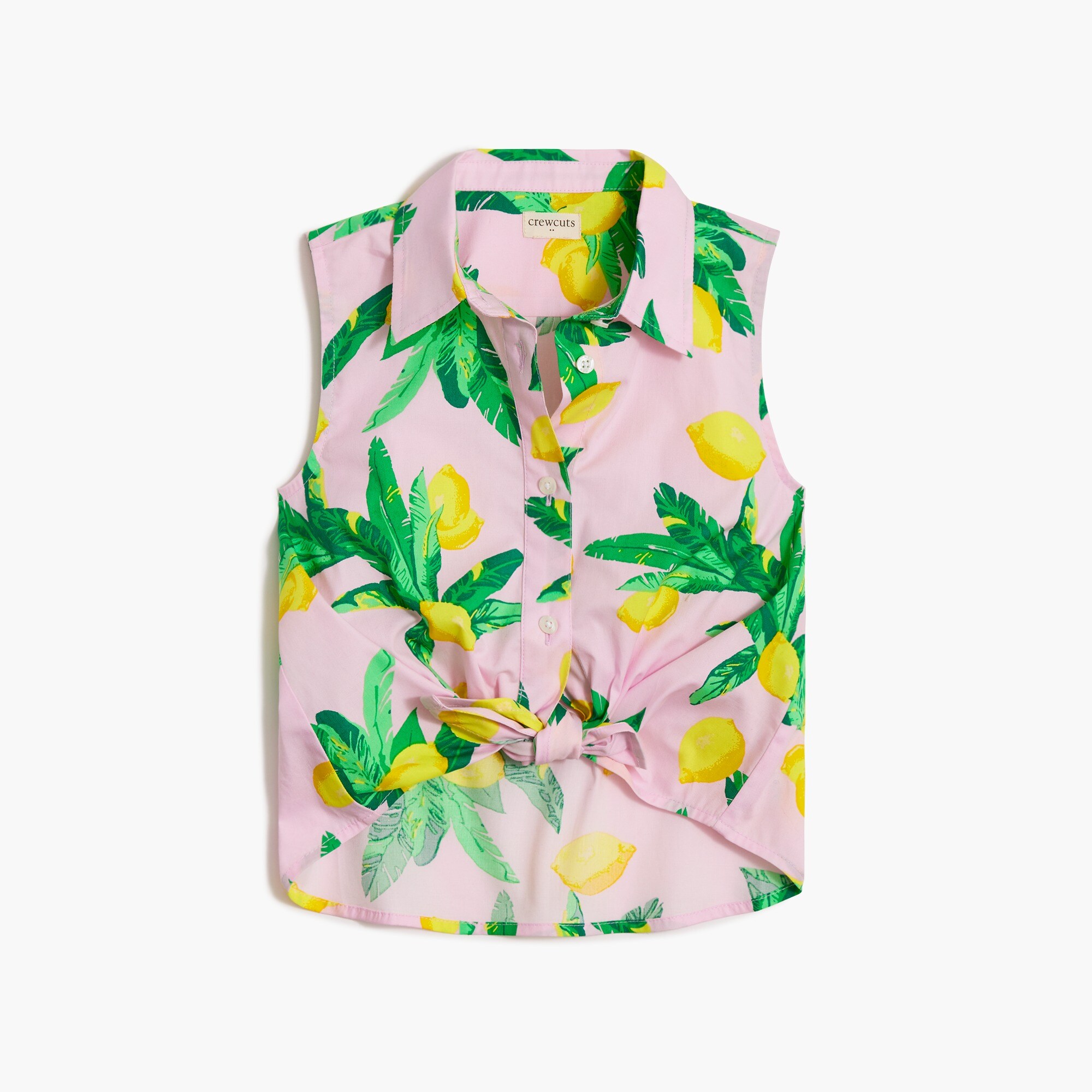 girls' sleeveless tie-front button-up top for girls