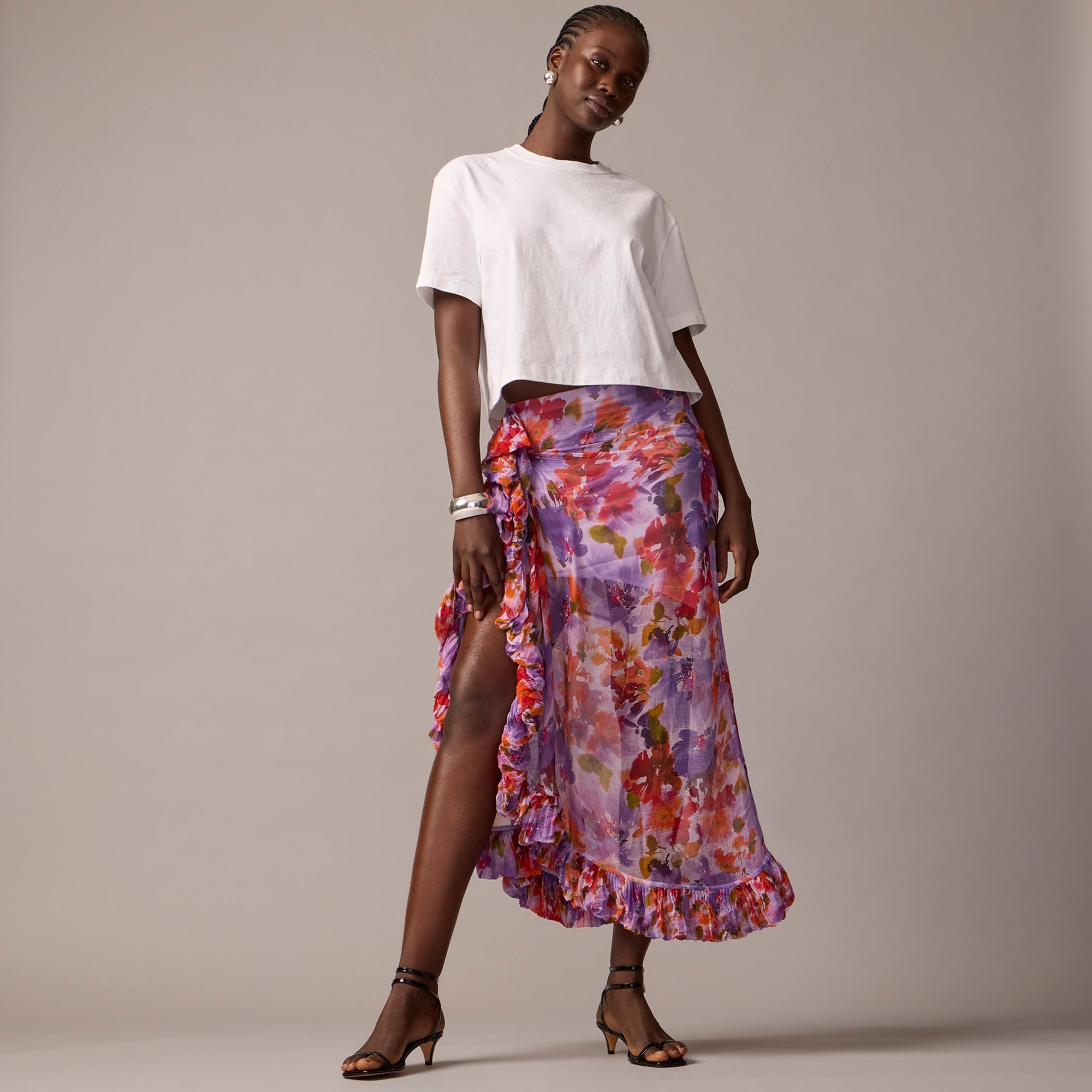  Collection chiffon ruffle skirt in floral