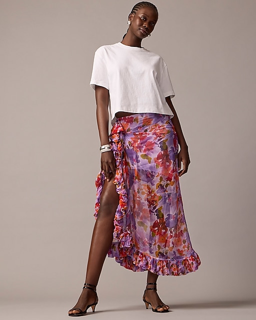 womens Collection chiffon ruffle skirt in floral
