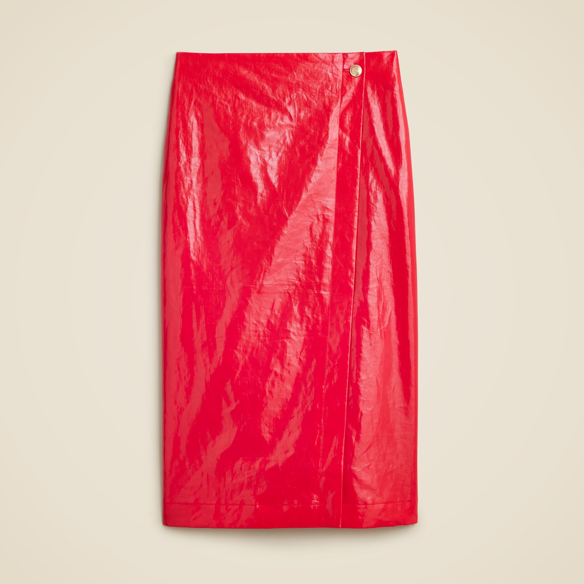 Collection wrap skirt in laminated linen