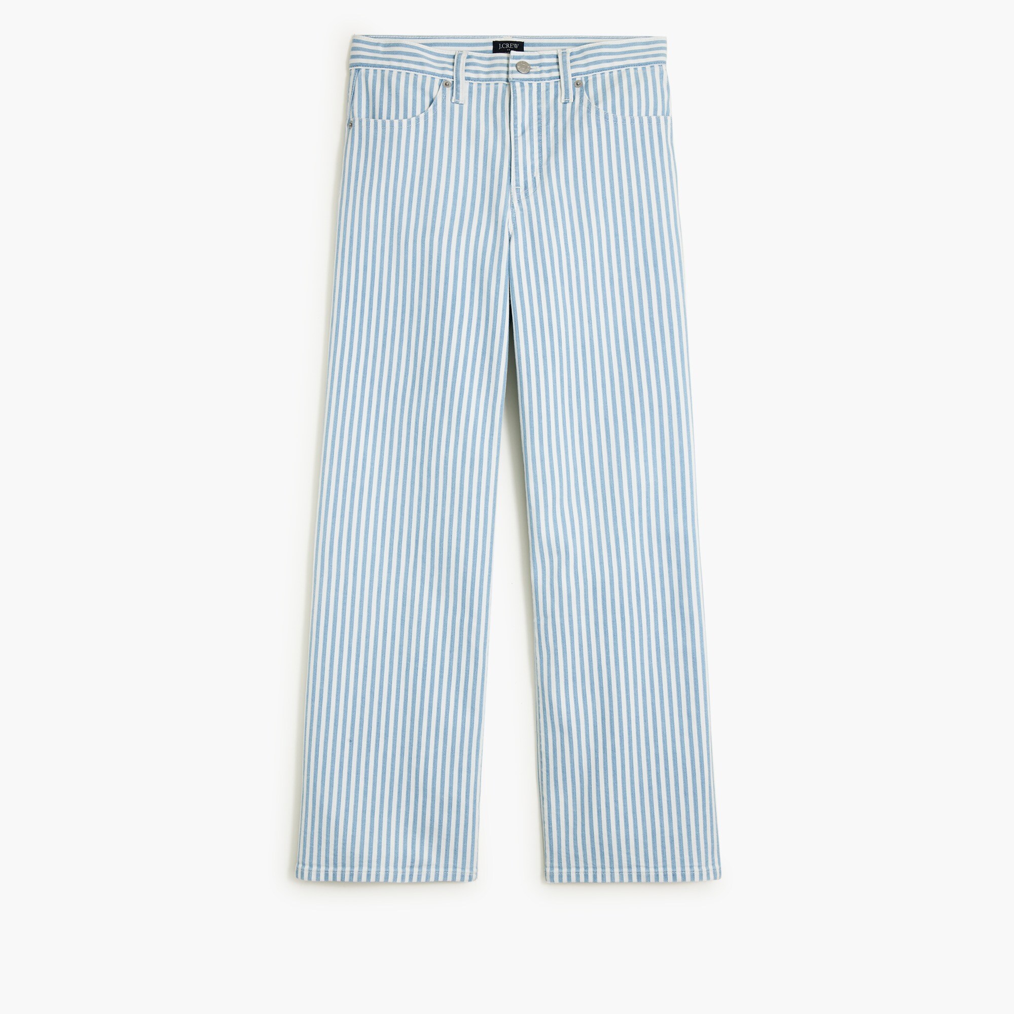 Striped wide-leg cropped jean